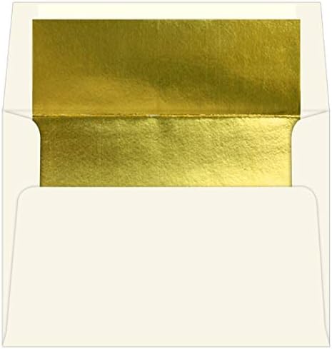 Gold Foil Lined Envelopes - A6 Ecru 4 3/4 x 6 1/2 70T, 25 Pack