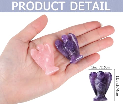 GUJOXILA Amethyst Crystal Angel Healing Crystals Guardian Gift for Women Ornament Reiki Grief Pocket Cute Small Purple 1.5" - Image 3