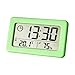 YUSSEQDD Reloj despertador temperatura humedad termómetro LCD higrómetro portátil para el hogar junto a la cama calendario con para el hogar, Verde