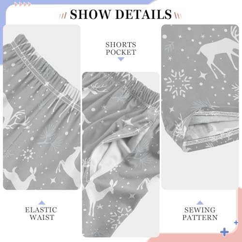 ZZXXB Winter Deer Snow Boys Long Pants Soft Trousers Elastic Waist Kids Lounge Bottoms with Pockets S-XL4