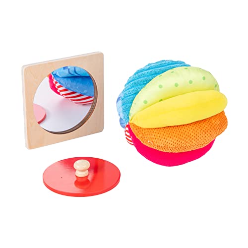 Montessori Baby Toys Play Kit Montessori Mirror Peekaboo Knob Puzzle and Rainbow Fabric Ball Kit Toys for 6-12Months Toddlers (Play Kit 4, Knob Puzzle and Fabric Ball)