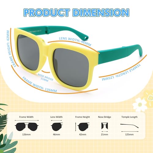 Pro Acme Foldable Kids Sunglasses Girls Boys Polarized Toddler Outdoor UV Protection Flexible Shades Age 3-12 6