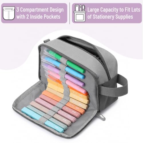 Image of Mr. Pen- High Capacity Pencil Case, Large Pencil Pouch with 3 Compartments and 2 Pockets, Large Pencil Bag with Smooth Zipper, Cute Pencil Case Pouch Organizer, School Supplies for Teens