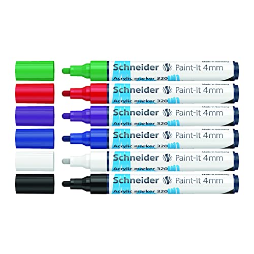 Marqueurs acryliques 4 mm Schneider feutre peinture sur bois plastique et châssis toile