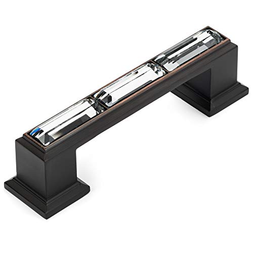 5 Pack - Cosmas 6598ORB-C Oil Rubbed Bronze with Clear Glass Cabinet Handle Pull - 3