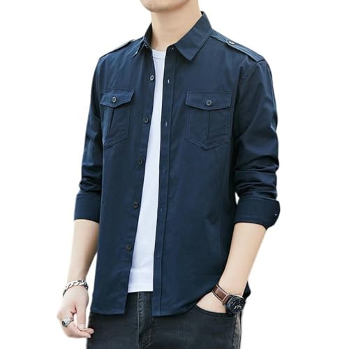 Chemise en coton de travail pour homme avec finitions soignées pour l'automne