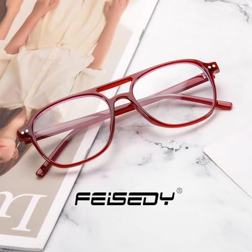 Image of FEISEDY Blue Light Blocking Glasses Women Men Square Computer Lightweight Pilot Glasses Anti Eyestrain & UV Glare B0141