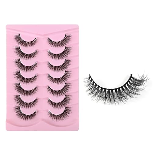 iCovalescent 7 Paia Ciglia Finte, Occhio di Gatto Ciglia Finte 3D, Riutilizzabile Corner Lashes