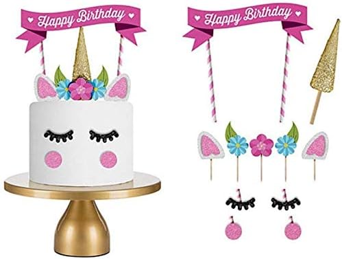 JMD Unicorn Balloon Sets Birthday Party Supplies Latex Foil Helium Balloon Party Head Band Cake Topper Decoration (Unicorn Cake Topper)