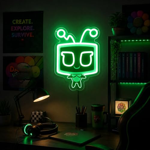 Image of Retro TV Head Neon Sign Dandy Sign Smile TV Character LED Neon Light for Wall Decor, Dimmable Light for Bedroom Bar Wedding Party Children's Room, Christmas Gift for kids