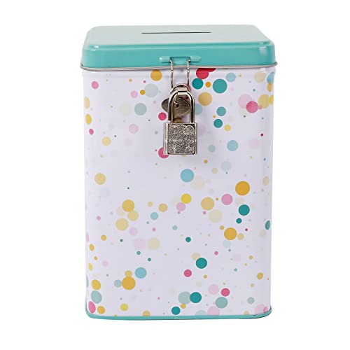 I-TOTAL® - Lustige Spardose mit Vorhängeschloss und Schlüssel/ Metallmünzgeldbörse mit Schloss (BUBBLES)