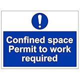 V Safety Confined Space Permit To Work Required - Señal de seguridad de vinilo autoadhesivo (400 x 300 mm, brilla en la oscuridad)