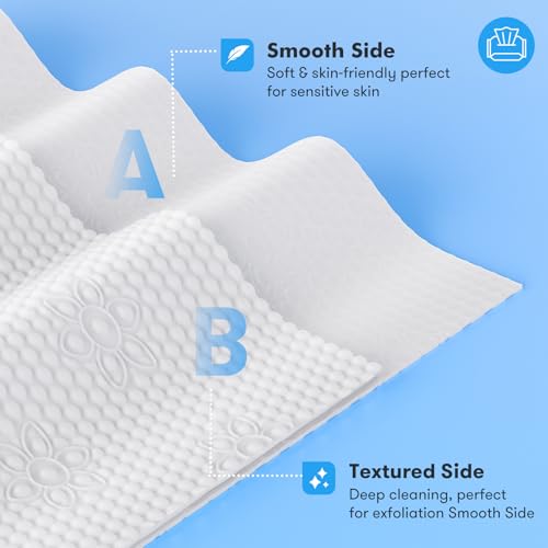 Beauntangly Disposable Face Towel, XL Unscented Facial Towelettes Soft Thick Absorbent, Lint-Free Biodegradable Makeup Remover Dry Wipes Clean Skin Care Washing Drying Camping Travel Essentials, 50 Ct