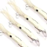 Wondersee Squid Fishing Bait Soft Hard Lures Kit Swimbait Crankbait Jig Simulation Weighted Holographic 4 PCS, White