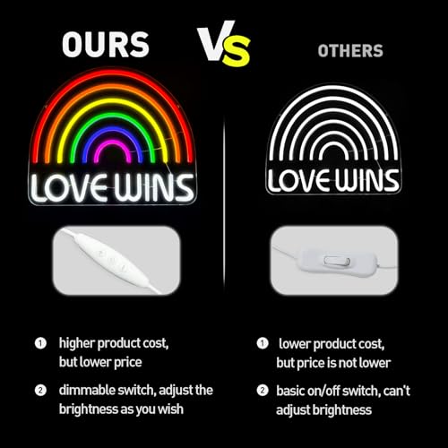 Image of LOVE WINS Neon Sign - Rainbow Light Signs, USB Powered LED Lights for Wall Decor, Gay Bar, Bedroom, Man Cave,Party, Cool Birthday Christmas Gifts for Boys Girls