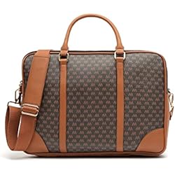Maletin Oficina Mujer MISAKO Monogram portaordenador (15,6 pulgadas) - Maletín portátil portaordenador de moda de 15,6 pulgadas - Portadocumentos Monogram Marrón 29 X 40 X 7 cm