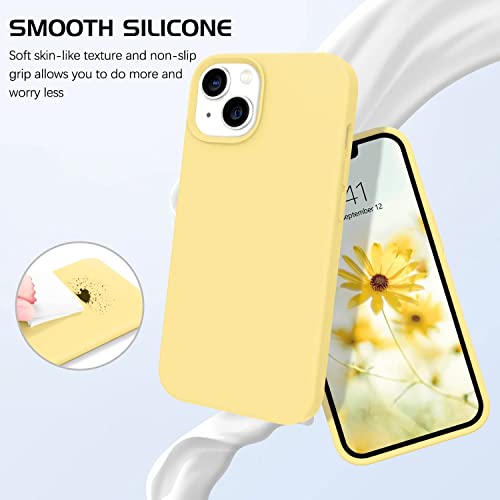 Image of MIDOS Back Cover Compatable with iPhone 13 Liquid Silicone Case Full Protection Shock Proof Back Cover for iPhone 13 (Yellow)