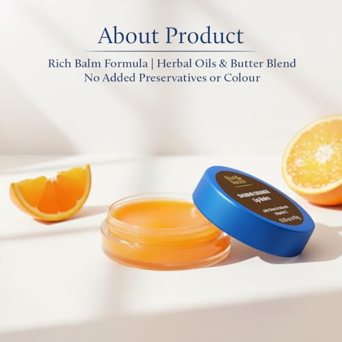 Blue Nectar Shubhr Orange Lip Balm & Gloss with Ghee And Natural Vitamin C for Dry Chapped Lips|100% Ayurvedic|Paraben & Sulphate Free| (10g, 10 Herbs)