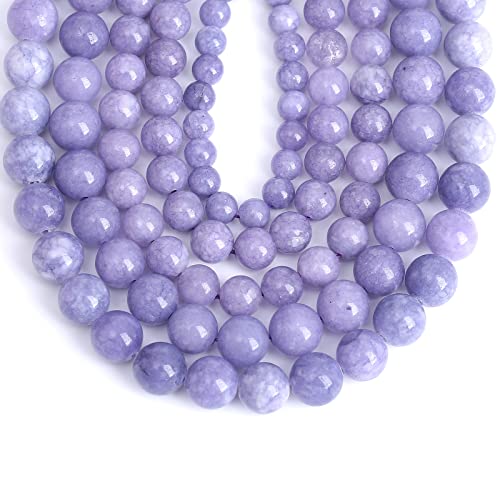 Lavender Purple Chalcedony Natural Stone Beads Gems Round Loose Beads Jewelry Making Diy Bracelet Necklace Accessory 1 Strand 36Pcs 10Mm 15" #TOP3