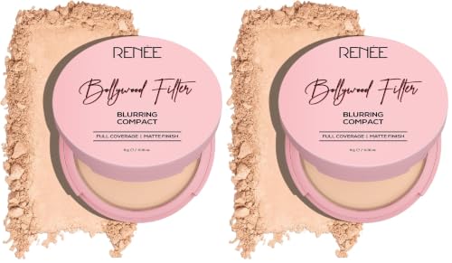 Image of RENEE Bollywood Filter Blurring Compact - Vanilla Haze | Pore Minimising, Matte Finish, Full Coverage, Rich Pay-off | Blurs Pores & Blemishes | 9g (Pack of 2)