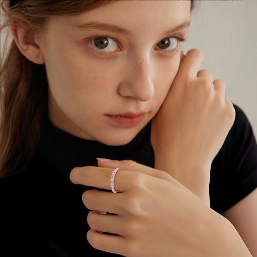 Stackable Eternity Ring for Women 925 Sterling Silver Baguette Cut Birthstone Ring for Her Size 5-103