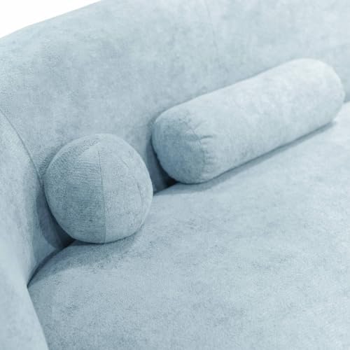 Image of Furniture of America Sylin Modern Chenille Sofa with Pillows, Curved Arms and High Density Foam, Wooden Comfortable Couch for Living Room, Office, Powder Blue