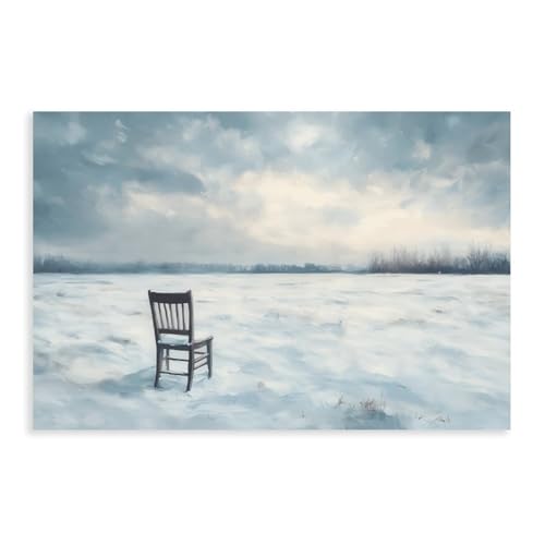 Art minimaliste paysage d'hiver pour briser la monotonie d'un mur blanc de bureau 50x76