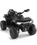 RBFGYIOP Quad elettrico per bambini 12V – doppio motore, sospensioni, controllo parentale, luci LED, musica, wireless, USB, bandiera luminosa – ATV 4 ruote, funzione apprendimento, ideale 3-8 anni,