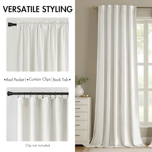 Image of MIULEE White Velvet Curtains 52x90 inches Luxury Room Darkening Curtains | Thermal Insulated, Super Soft Modern Window Drapes for Bedroom Living Room, Rod Pocket & Back Tab