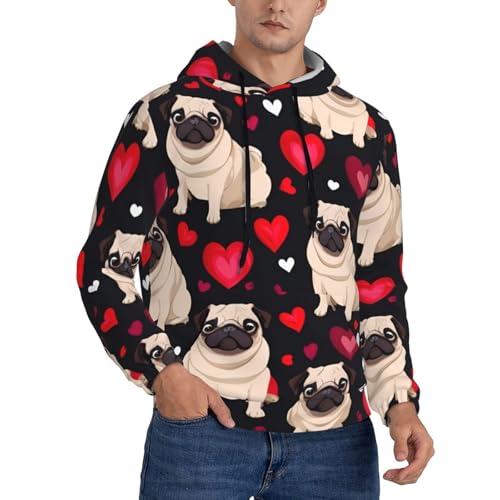 Sweat à capuche carlin homme imprimé au style casual unique