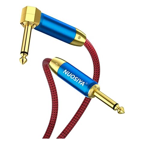 NUOSIYA Guitar Cable 3m 10ft, Guitar Lead 1/4" Straight to L Shape Plugs TS Stereo Audio Guitar Cable Nylon Braided Instrument Cable for Electric Guitar, Bass, AMP, Keyboard, Mandolin, Mixing Desks Cover