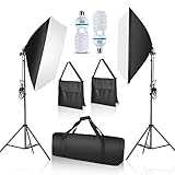 EMART Softbox Lighting Kit with Sandbag, 20'x28' Photography Soft Box Continuous Lighting Set with Photo Studio Bulbs, Professional Camera Light Equipment for Video Recording, Filming, Podcast