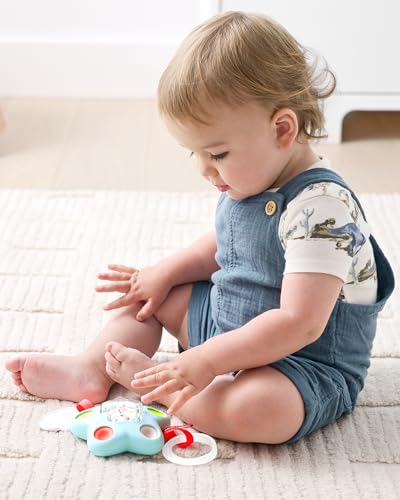 Image of Skip Hop Baby Sensory Toy with Rattle Beads and Textured Teether Silver Lining Cloud Pop Star Baby Fidget Toy Age 9m+