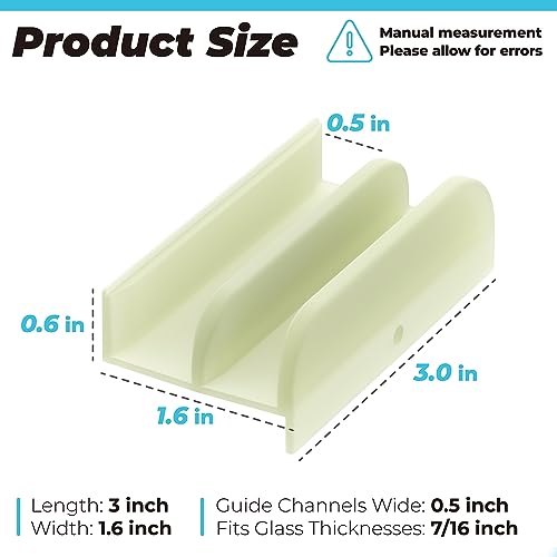 PalpitateC M6219 Sliding Shower Door Bottom Guide fits for Sliding Shower Door (Top Hung) Tub Enclosure Systems, 1/2 in Channels for Glass Shower Door Plastic Guide - Thumbnail 2
