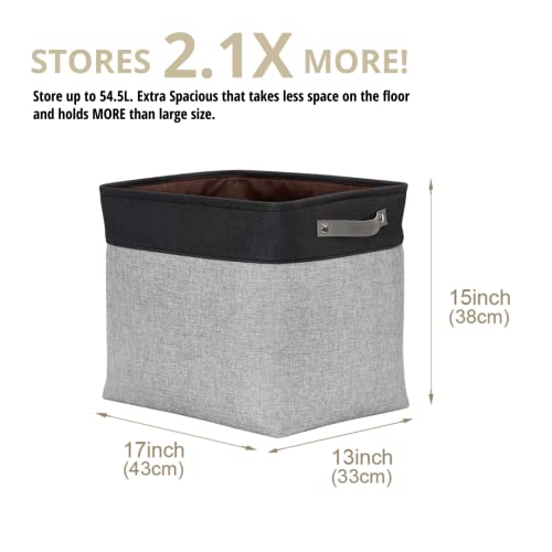 Image of DECOMOMO Foldable Storage Bin | Collapsible Sturdy Cationic Fabric Storage Basket Cube W /Handles for Organizing Shelf Nursery Home Closet (Grey and Black, Jumbo - 3 Pack)