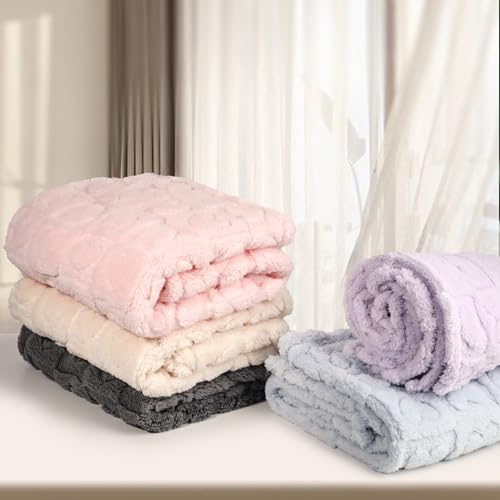 Image of 5 Pcs Baby Blanket Heart Checkered Ultra Soft Gift-Ready Plush for Newborns, Nursery & Stroller 30 inchx40 inch Beige Gray Blue Purple Light Pink