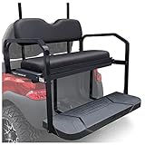 Club Car Precedent (2004 and up) Golf Cart Rear Seat Kit For Onward and Tempo Challenger HD 1.25 Frame Flip Up Cargo Back Seats Cushions Accessories Parts with Struts (Black)