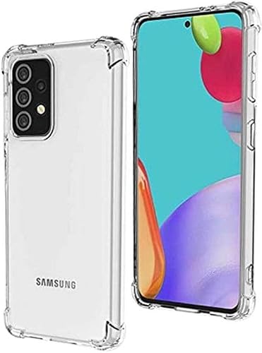 TISKO Clear TPU Phone Case & 9D Tempered Glass Screen Protector Compatible with Samsung Galaxy A52, Shockproof Transparent Cover, Scratch Resistant