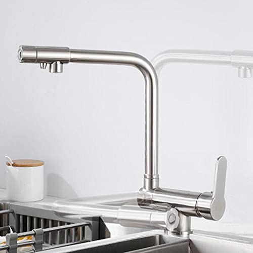 Grifo Cocina Abatible Ventana Grifo Fregadero Cocina 3 Vias Latón Giratorio De 360 Agua Fria Y Caliente Agua Potable Grifo De Cocina Plegable Para Ventana-Cepillado-A Grifo Cocina Abatible Ventana Grifo Fregadero Cocina 3 Vias Latón Giratorio De 360 Agua Fria Y Caliente Agua Potable Grifo De Cocina Plegable Para Ventana-Cepillado-A