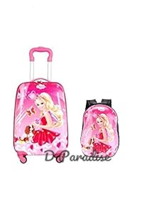 Disney Polycarbonate 16 & 13 inches Hard Trolley Bag & Backpack (DPCBRY18_Pink)