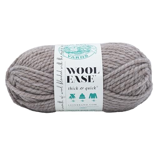 Image of Lion Brand Yarn Wool-Ease Thick and Quick Yarn, Soft and Bulky Yarn for Knitting, Crocheting, and Crafting, 1 Pack, Driftwood | Super Bulky Wool Acrylic Blend Fiber for Soft Hats, Sweaters, Chunky Blankets, Yarn for Crochet, Knitting, Crafts, Weaving