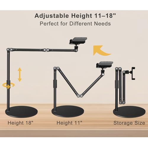 Soporte de teléfono resistente HIBORI de brazo largo de 17 pulgadas con rotación 360 4