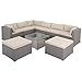 CASARIA Conjunto de Jardín XXL Poliratán Set Lounge Multiposición Grupo de Asientos Mesa Exterior Crema