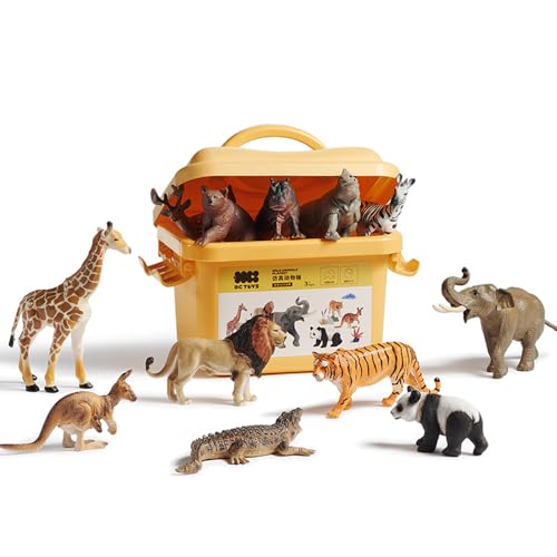 Babycare Toys Wild Animal Figure Set for Kids Educational Animal Playset Realistic Wildlife Toy Figures Learning Through Play Ages 3+ (12-Piece Wild Animals Set with Learning Book)