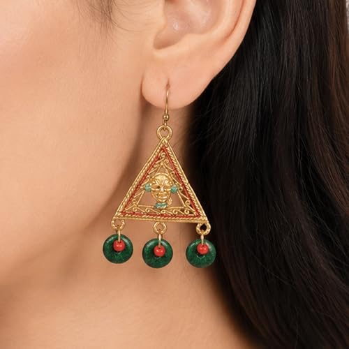 Image of Handcrafted Tribal & Dhokra Art Earrings Collection for Women - Royal Boho Statement Designs in Brass, Wooden, Beaded & Geometric Styles