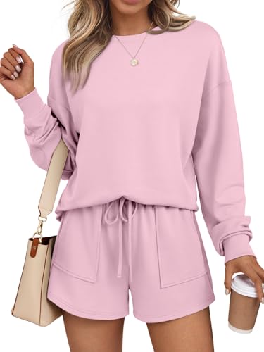 LILLUSORY Lounge Sets for Women Sweat Matching Two Piece Short