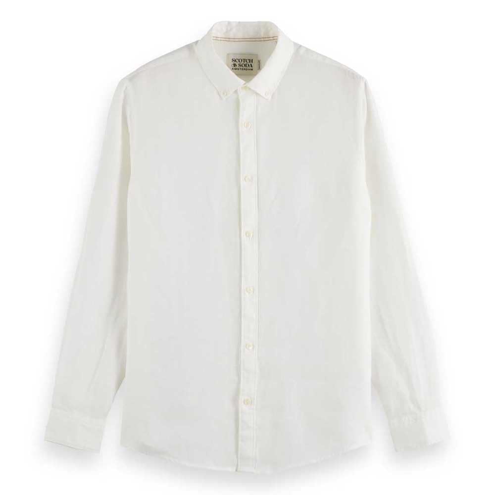 Scotch & Soda Core Linen Shirt LS Button-Down, Off White 100, XL