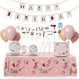 BFF Party Suppliers Set 16 Persons Makeup Birthday Party Supplies Spa Party Supplies For Girls Makeup Theme Party Decoration Plates Cups Napkins Banner Photo Booth Props Table Cover