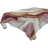 GuoChe Tovaglia rettangolare in marmo bordeaux bianco, 60 x 90 cm, rustica, per esterni, per feste, fattoria, cucina, decorazione