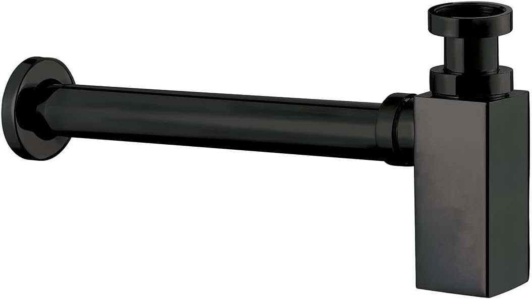 Noir Bottle Trap Square Bottle Trap Matt Black for Wall Mounted